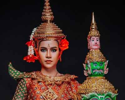 Cambodia’s Ngin Marady represents Khmer culture through her national costume for Miss Universe 2021