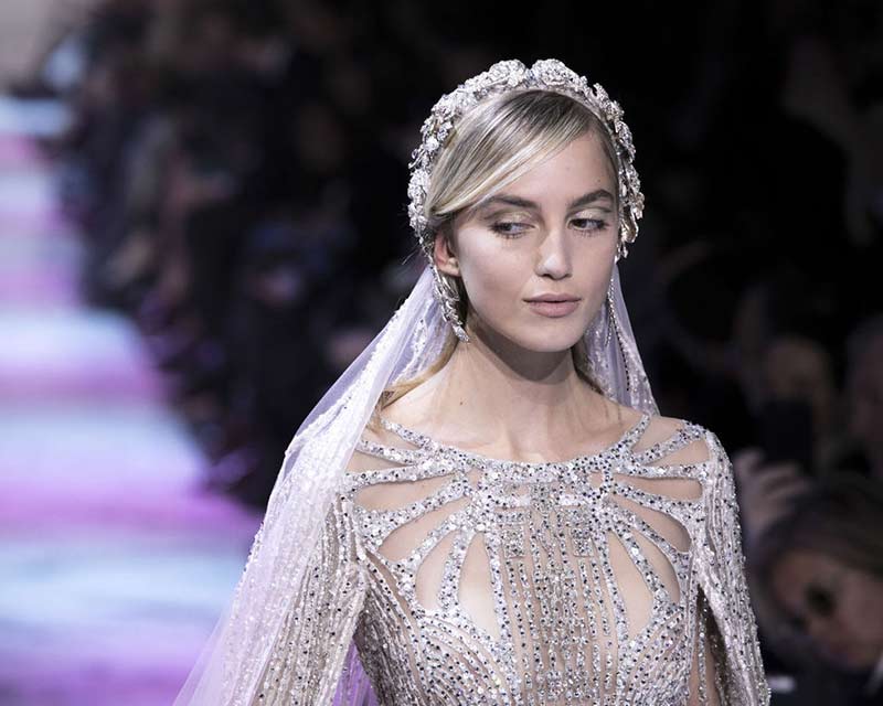 Kristina Cincurova stuns in a wedding dress at Paris