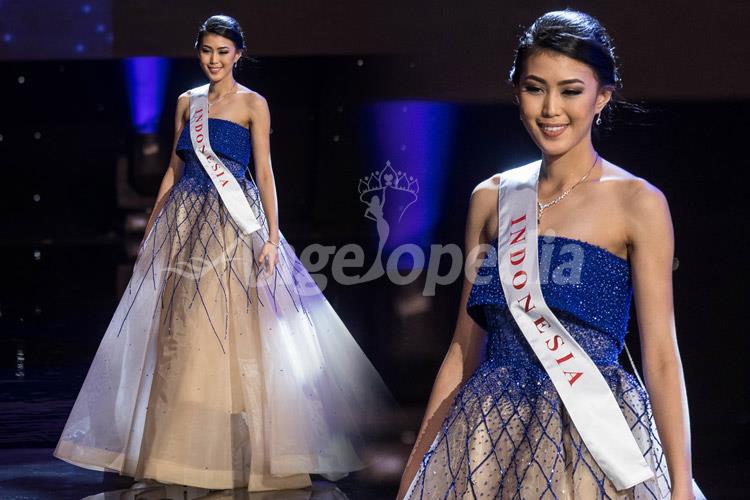 Natasha Mannuela Miss Indonesia 2016 Blue Beige Gown