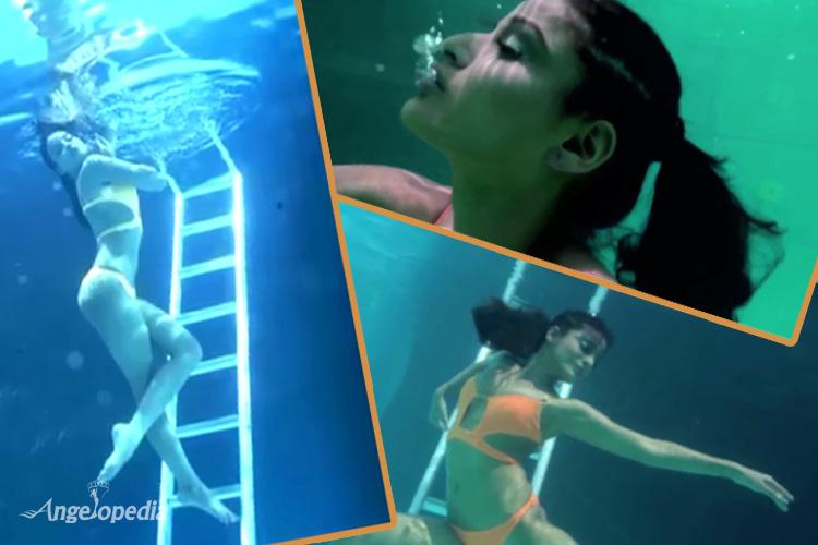 The spinning and swirling mermaid Underwater